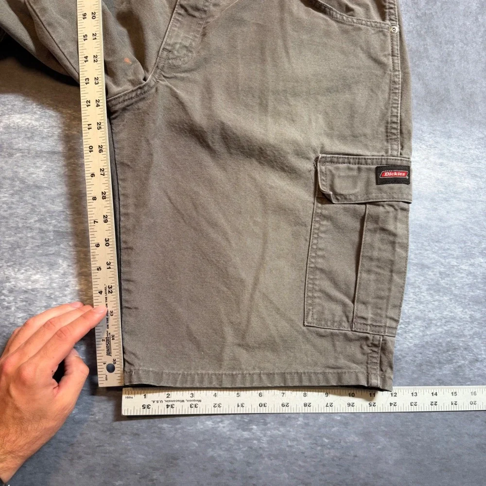 Dickies Mens Gray Cotton Canvas Cargo Shorts Size 36 Utility Workwear